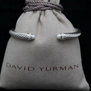David Yurman Pearl and Diamond Cable Bracelet size M